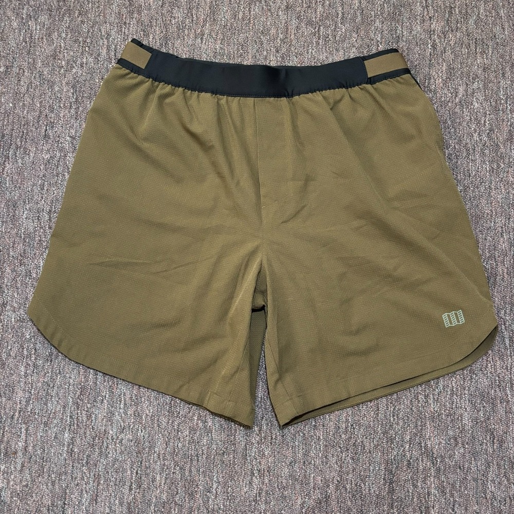 Topo Designs Shorts Mens Large Brown Global Trek Lined Drawstring 7" Inseam